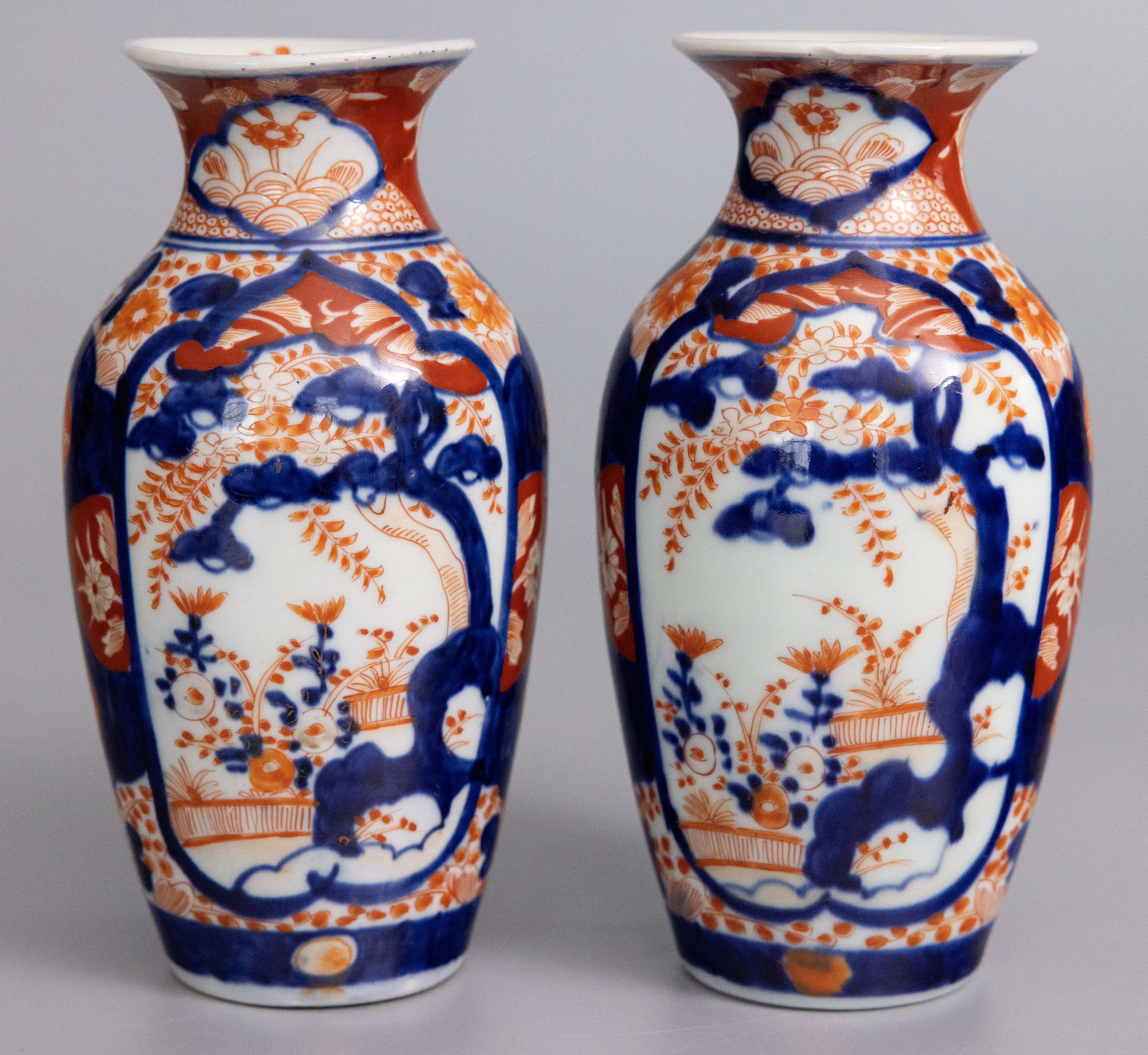 Japonisme Antique 19th Century Japanese Imari Porcelain Vases - a Pair