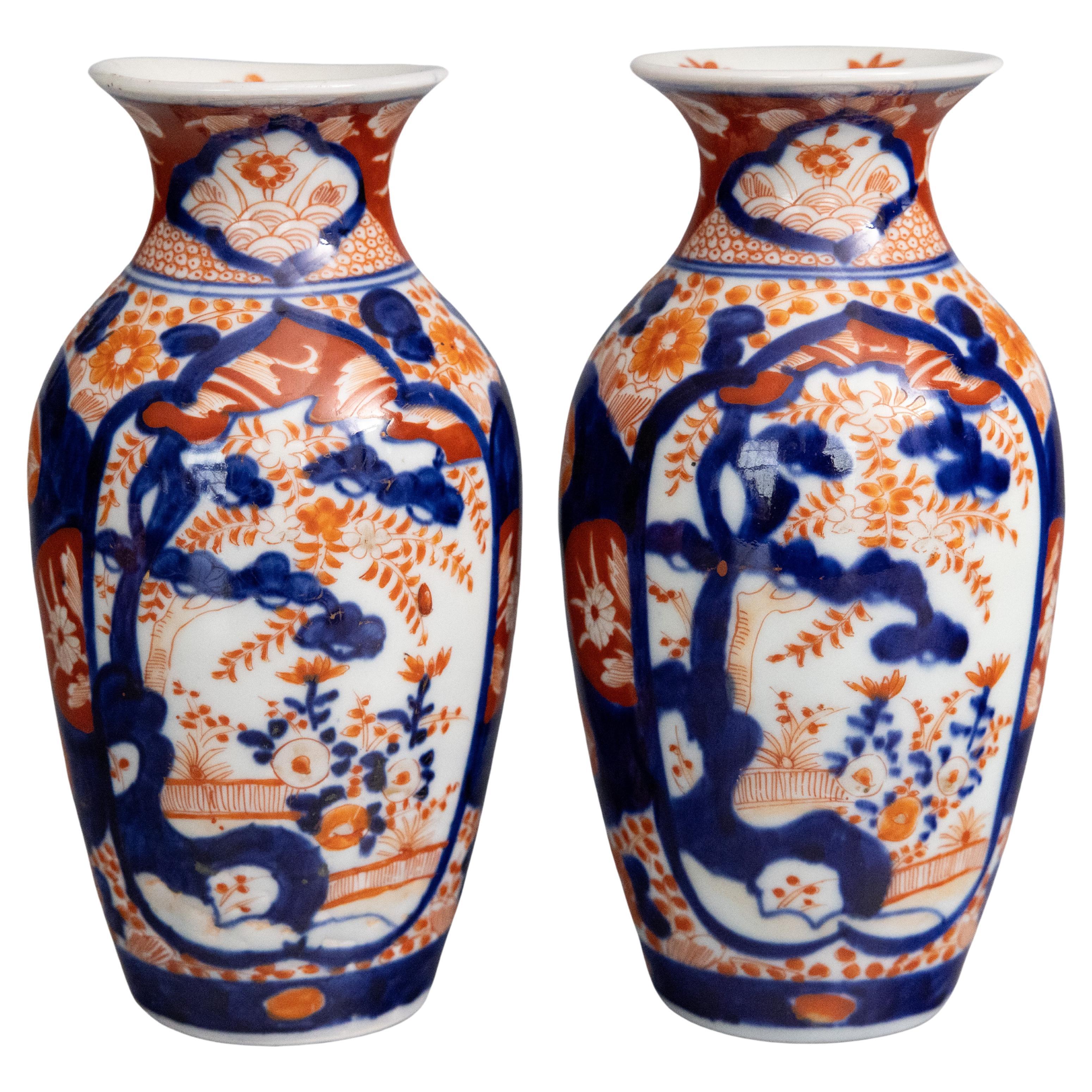 Antique 19th Century Japanese Imari Porcelain Vases - a Pair For Sale