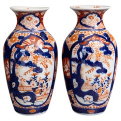 Antique 19th Century Japanese Imari Porcelain Vases - a Pair