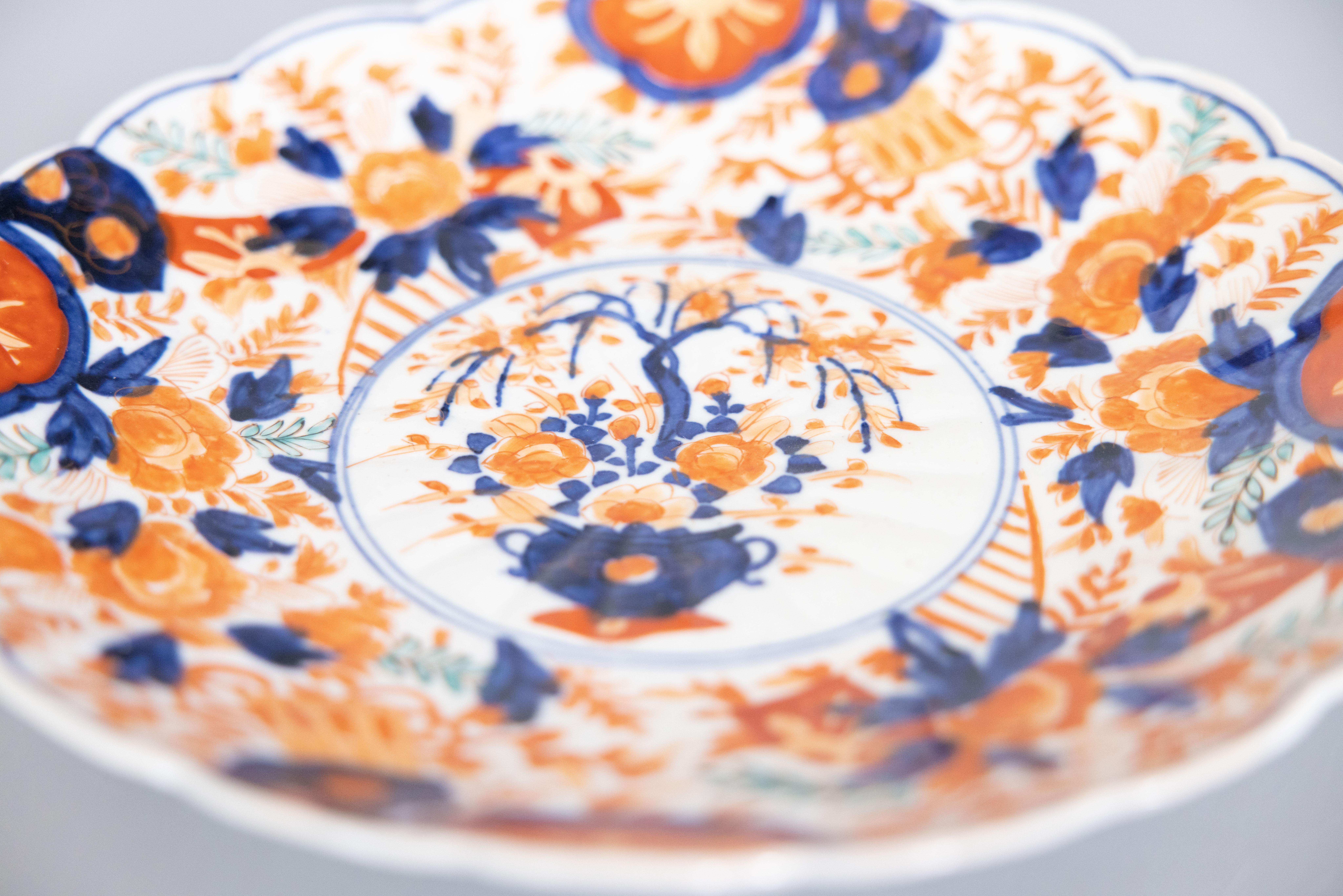 Fired Antique 19th Century Japanese Meiji Period Imari Scalloped Chargers - a Pair For Sale