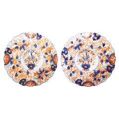 Used 19th Century Japanese Meiji Period Imari Scalloped Chargers - a Pair