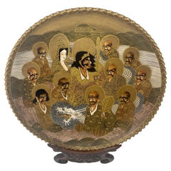 Antique 19th Century Japanese Satsuma Porcelain Plate on Stand, Circa 1880.
