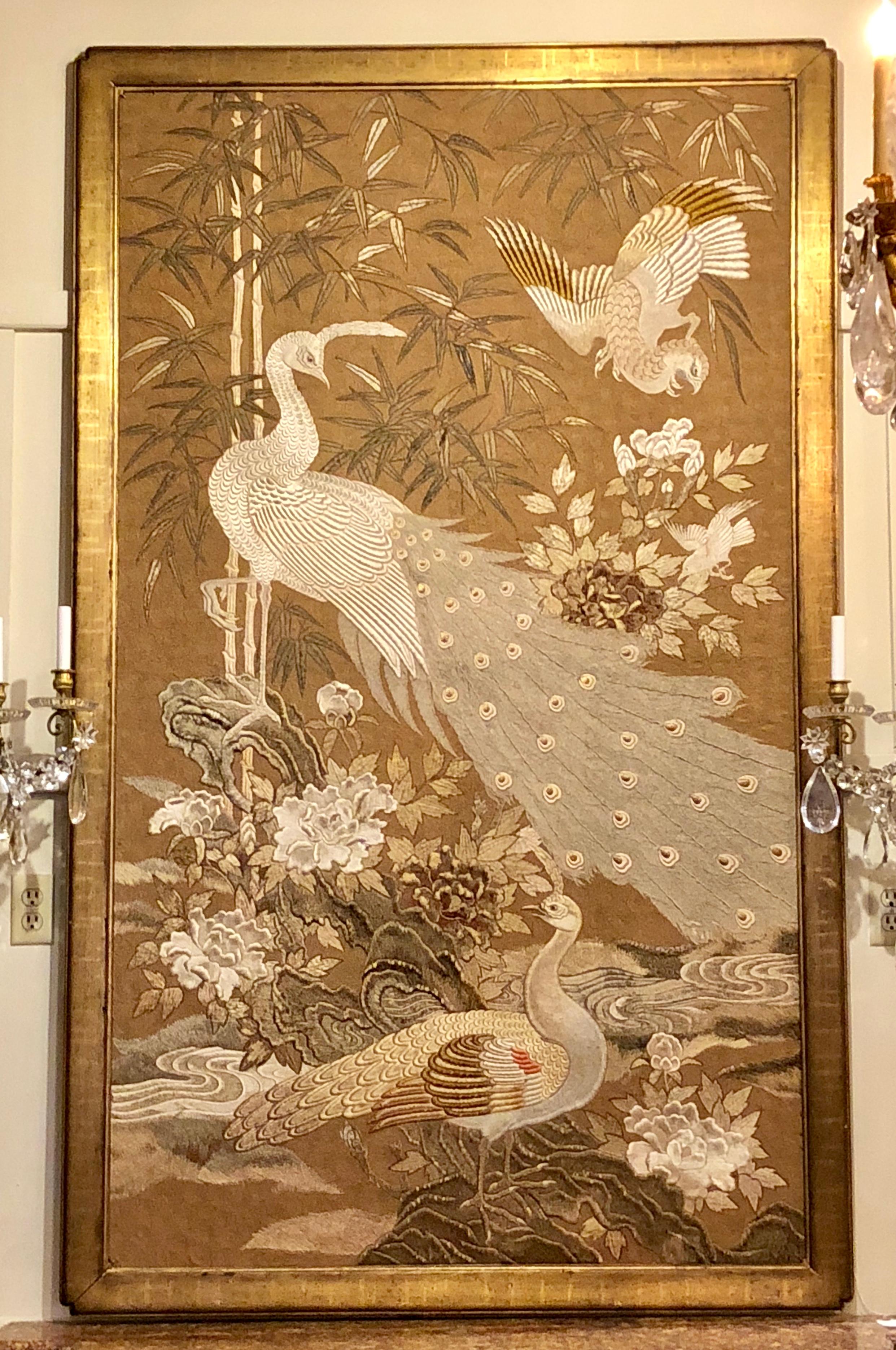Antique 19th Century Japanese Framed Silk Panel In Good Condition In New Orleans, LA
