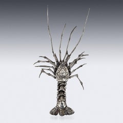 Antique 19th Century Japanese Silver Articulated Okimono Crayfish, circa 1890