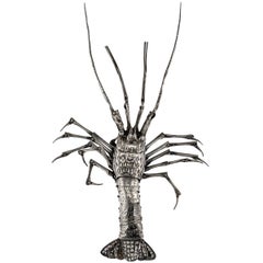 Antique 19th Century Japanese Silver Articulated Okimono Crayfish, circa 1890