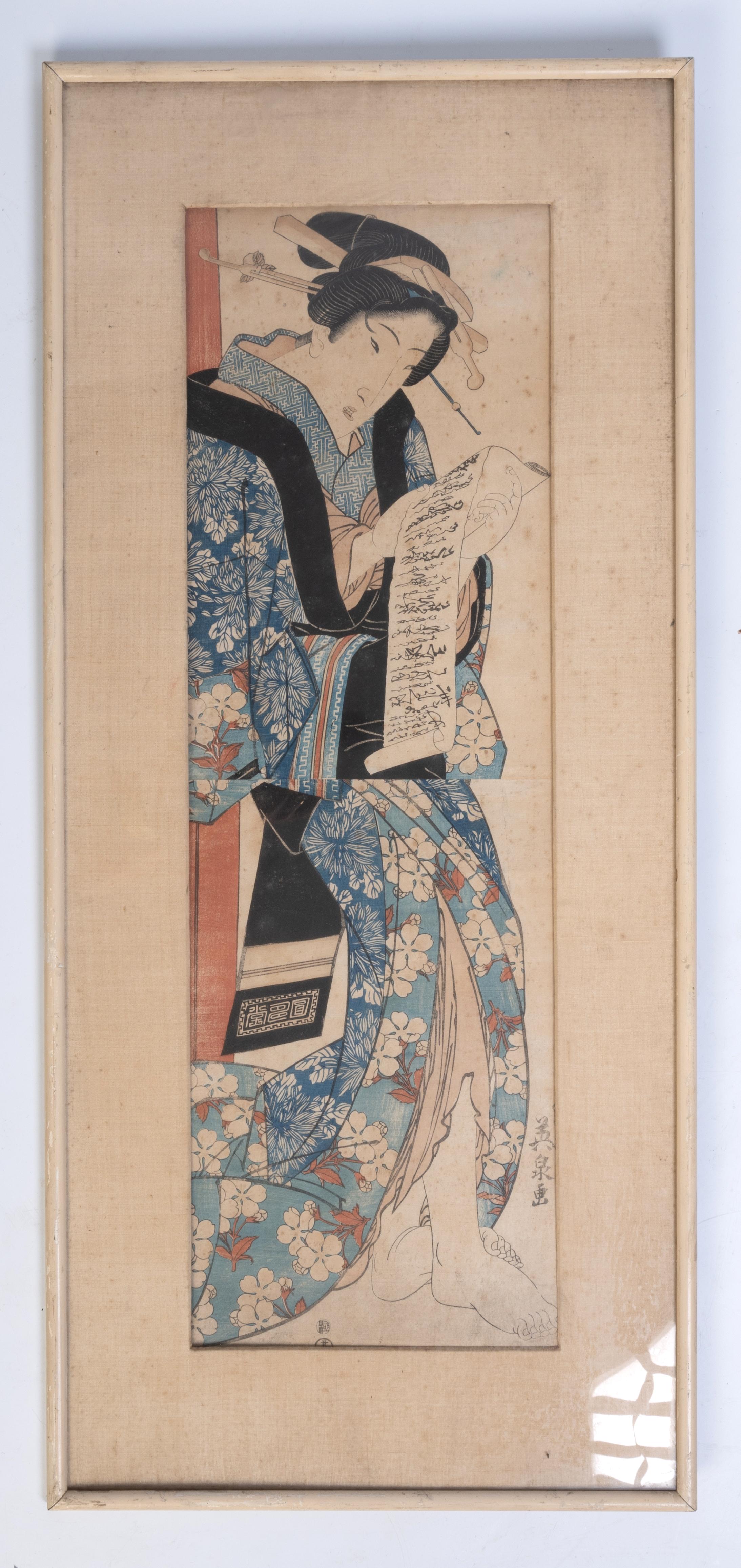 Antique 19th Century Japanese Woodblock Print By Keisai Eisen (1790 -1848) For Sale 2