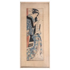 Antique 19th Century Japanese Woodblock Print By Keisai Eisen (1790 -1848)