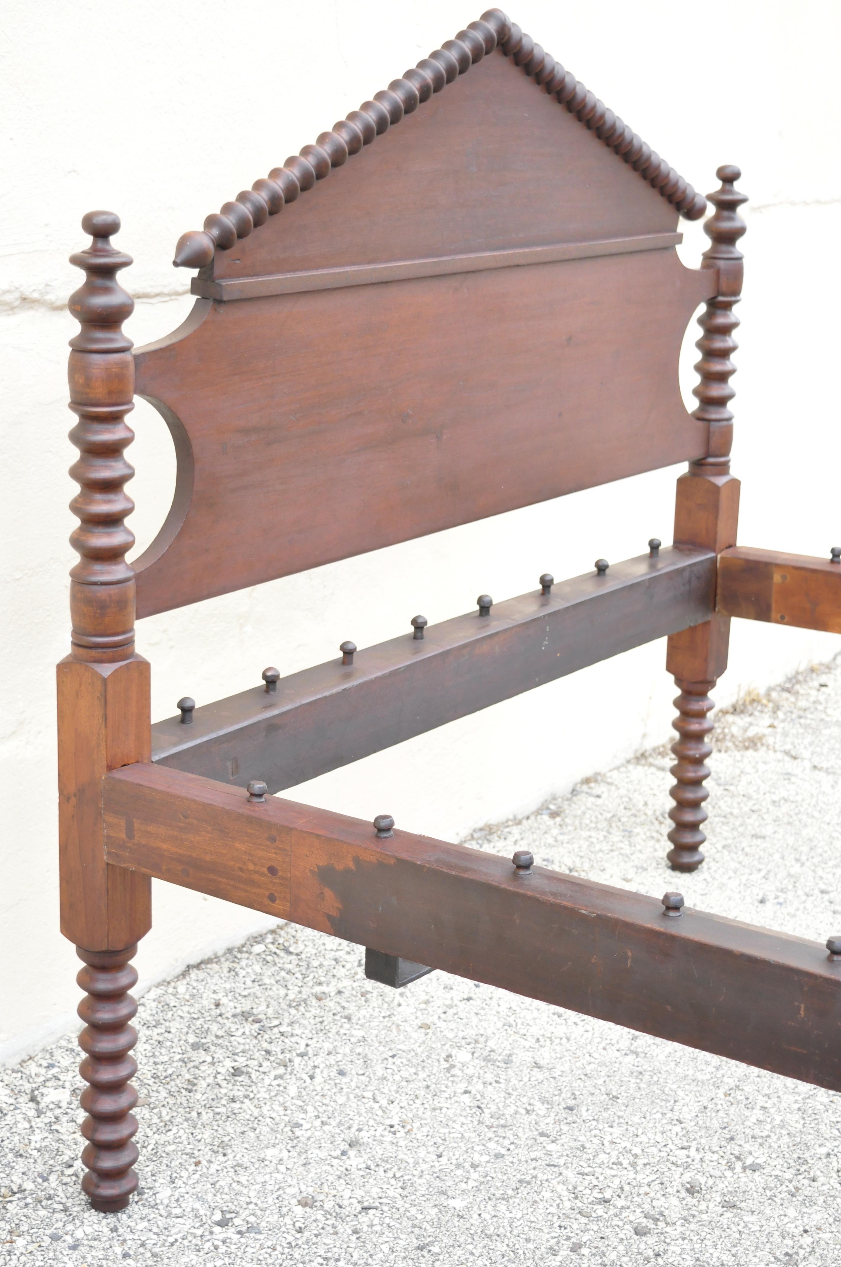 19th Century Jerry Lind Style 3/4 Full Size Cherry Spool Spindle Bed Frame 1