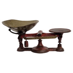 Antique 19th century John Chatillon & Sons Painted Red Cast Iron and Brass Scale