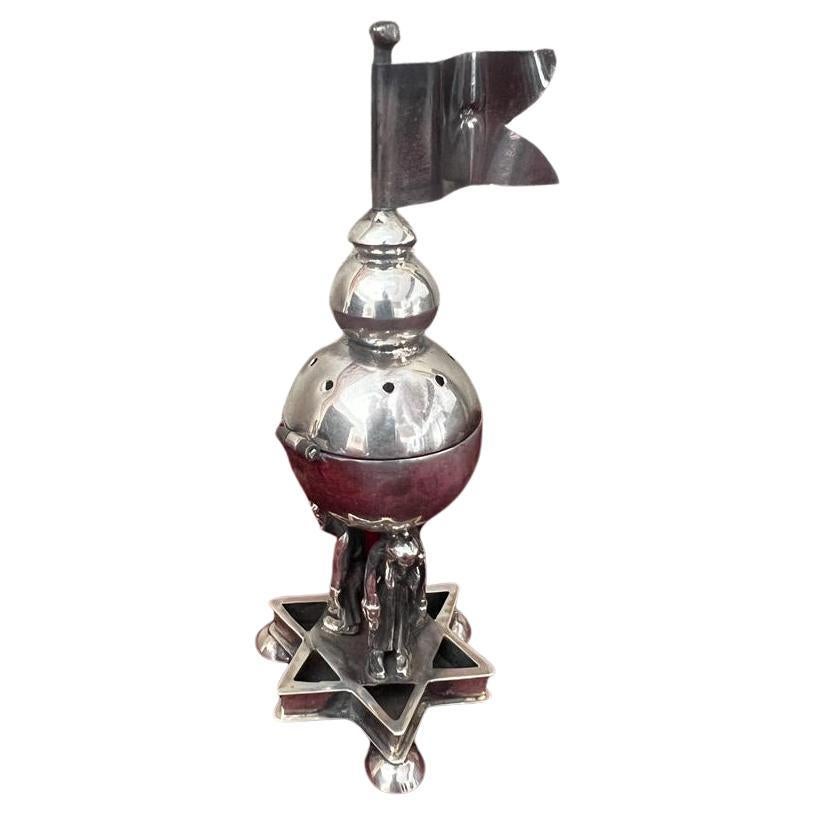 Antique 19th century Judaical Sterling Silver Besamim Spice Tower For Sale