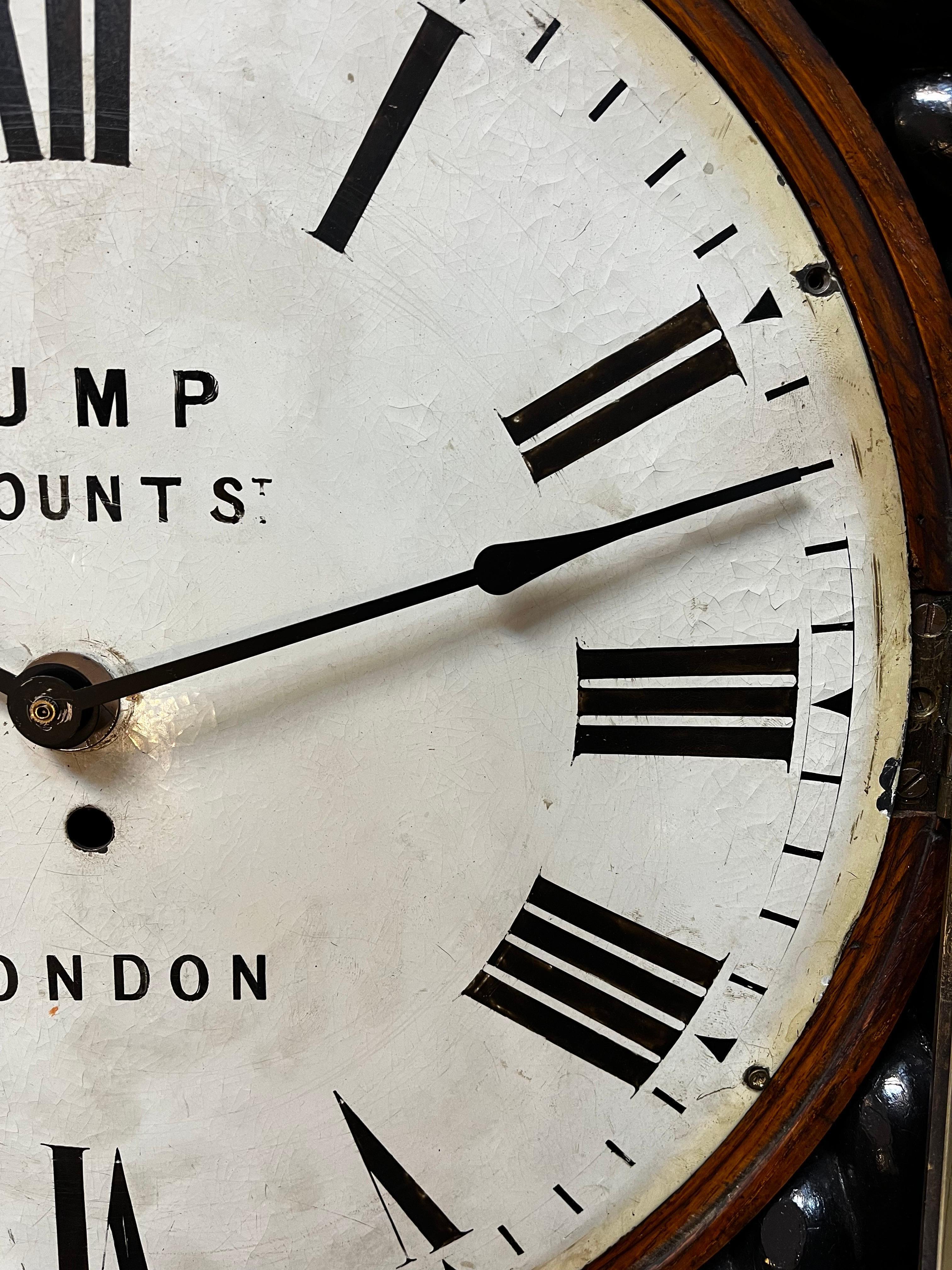 Antique 19th Century Jump Enamel Clock Face and Barley Twist Housing from London 3