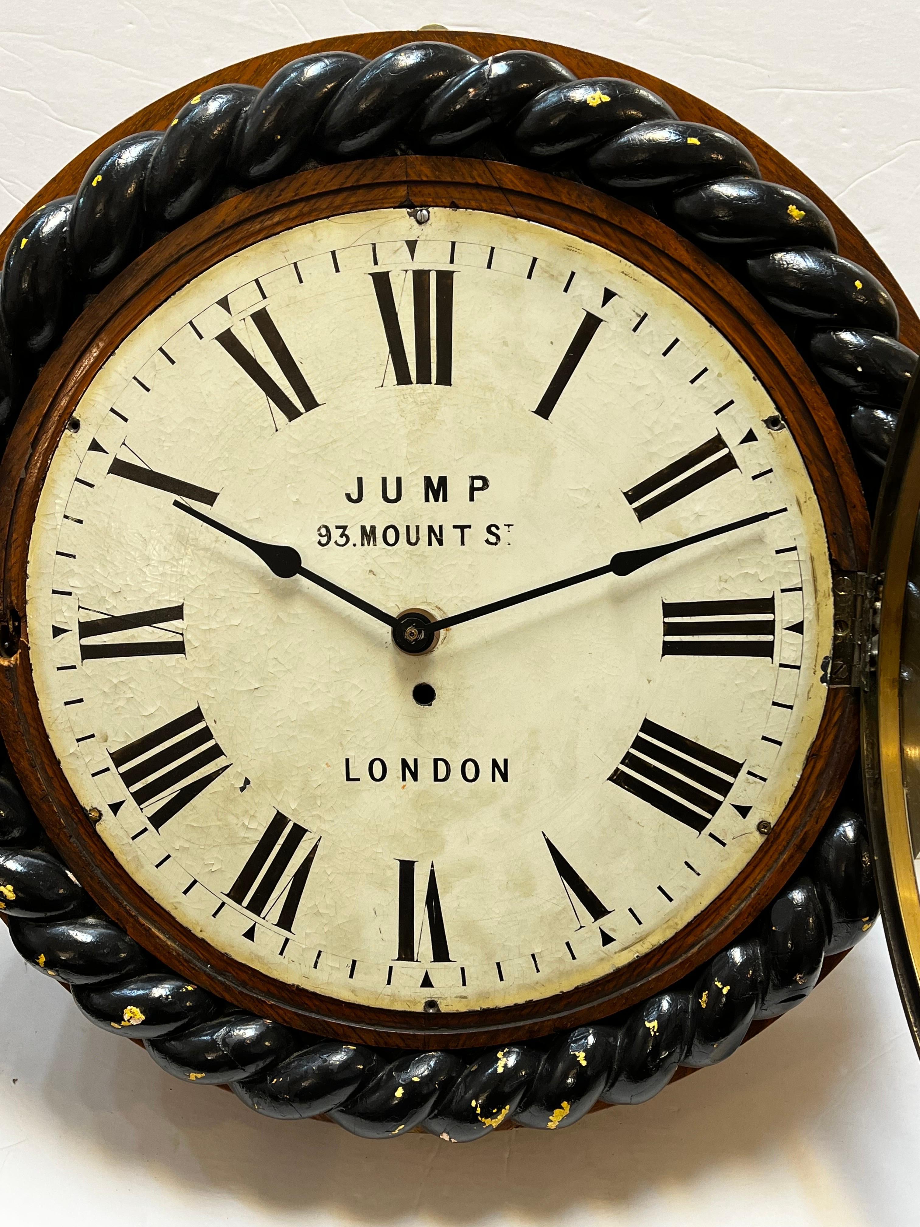 Victorian Antique 19th Century Jump Enamel Clock Face and Barley Twist Housing from London