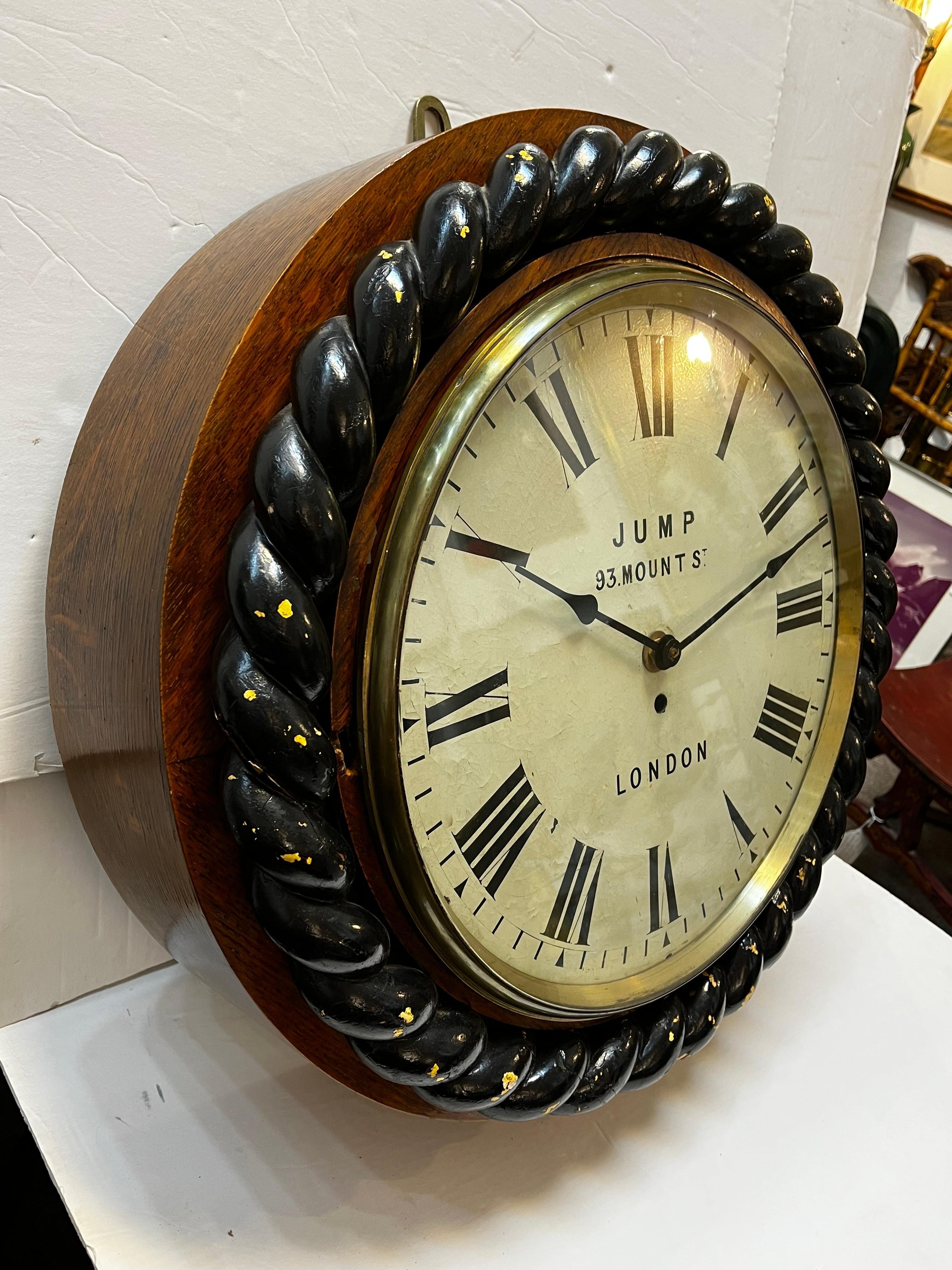 Hand-Crafted Antique 19th Century Jump Enamel Clock Face and Barley Twist Housing from London