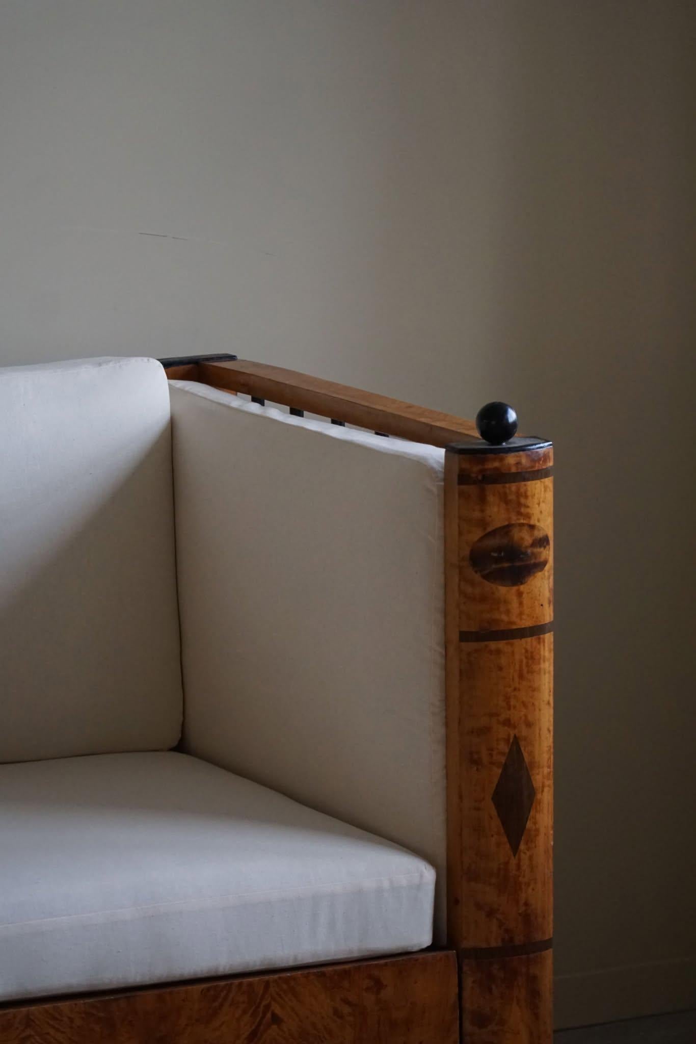 Antique 19th Century Karl Johan Empire Sofa in Birch, Swedish Cabinetmaker 7