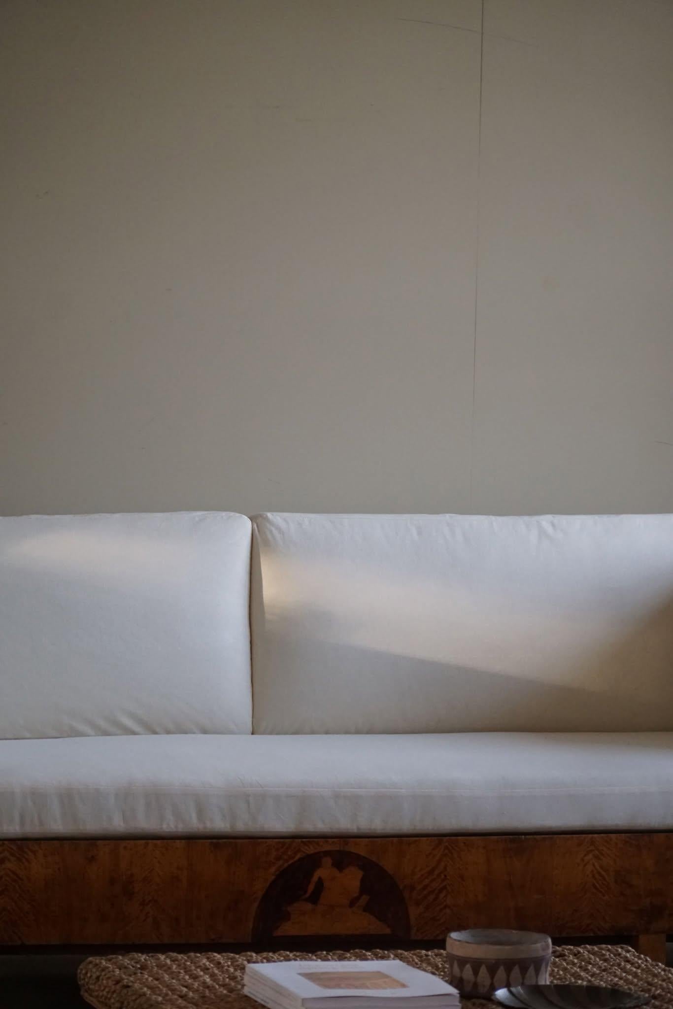 Antique 19th Century Karl Johan Empire Sofa in Birch, Swedish Cabinetmaker 11