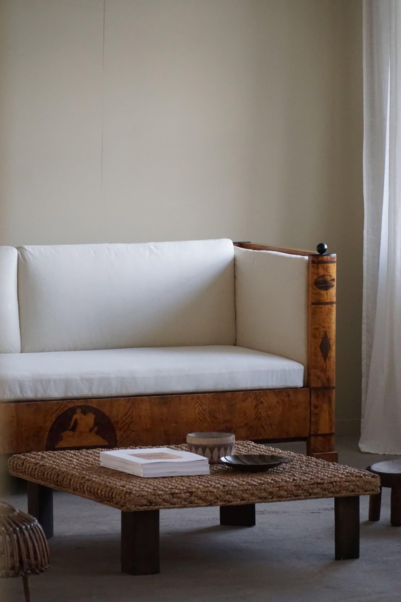 Antique 19th Century Karl Johan Empire Sofa in Birch, Swedish Cabinetmaker 2