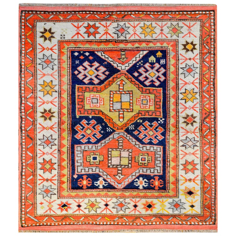 Antique 19th Century Kazak Rug For Sale at 1stDibs