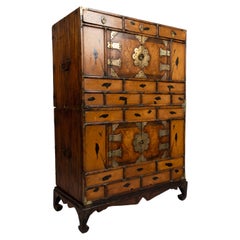 Antique 19th Century Korean Chest on Stand Cupboard Cabinet