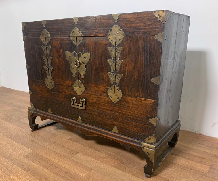 Antique 19th Century Korean Tansu Nong 'Blanket Chest' with Brass Hardware at 1stDibs