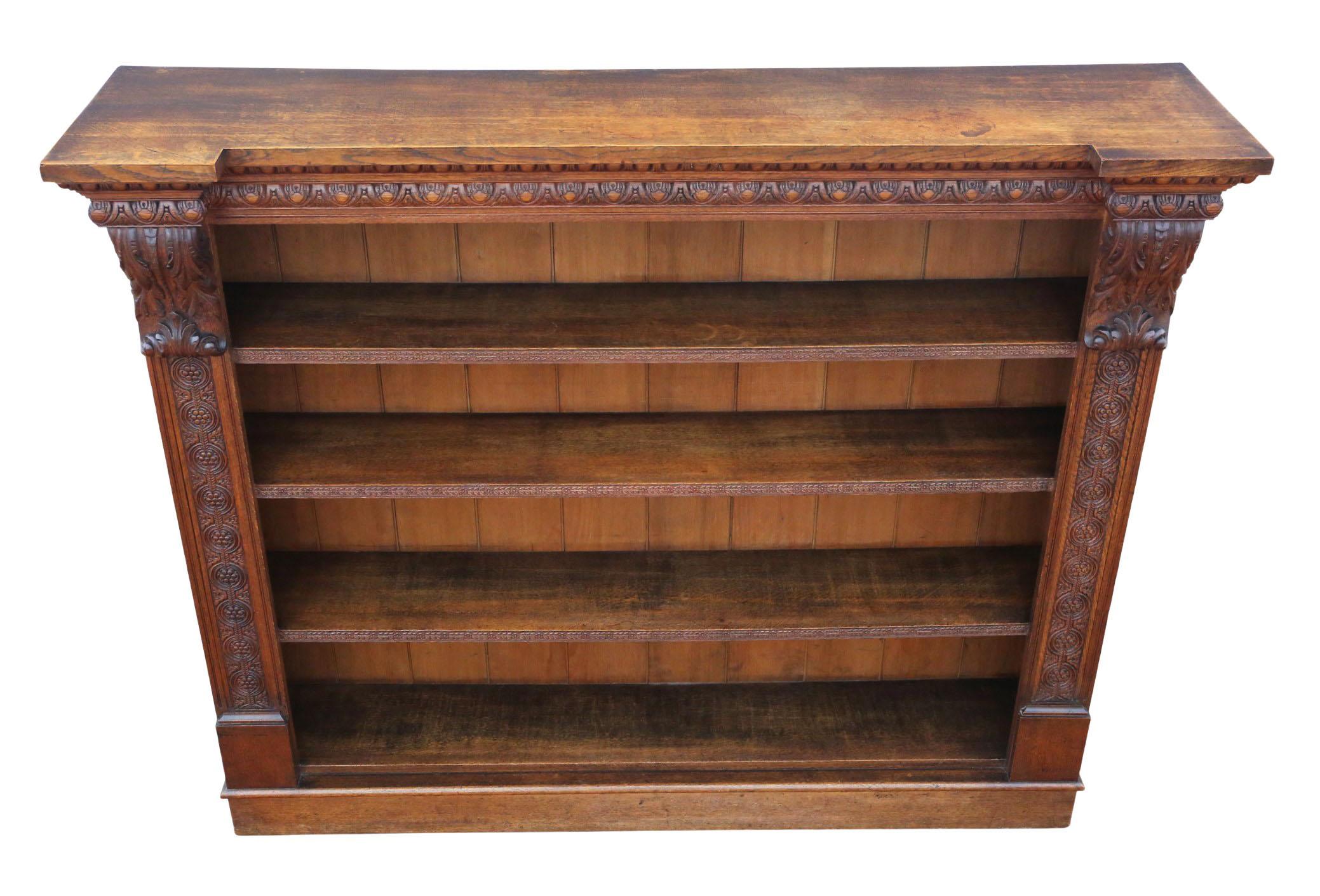 The House of Antiques - Grande bibliothèque en chêne sculpté du 19e siècle - Style maison de campagne de qualité Bon état - En vente à Wisbech, Cambridgeshire