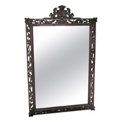 Antique 19th Century Large Carved Oak Full Height Wall Floor Mirror Fine Quality