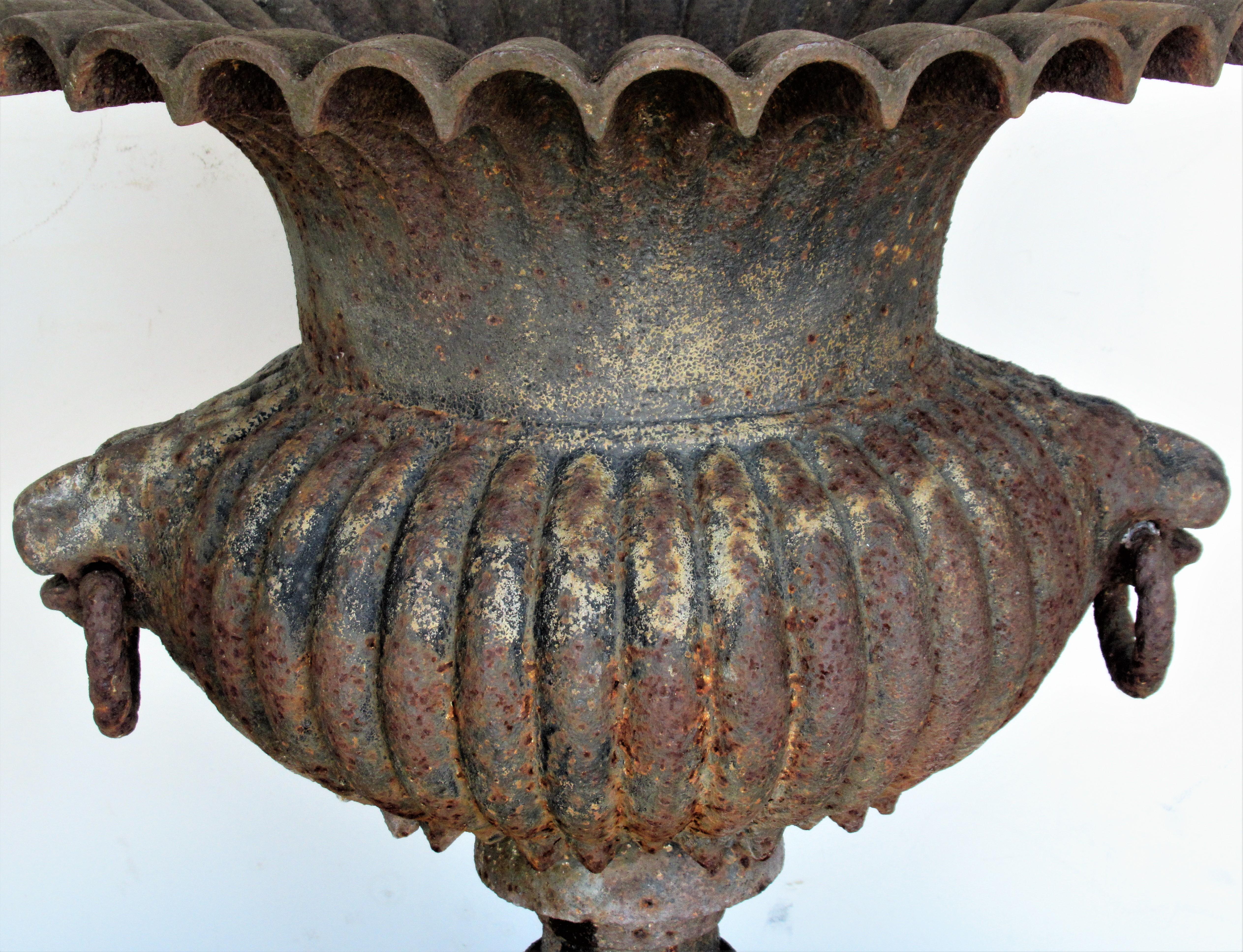 19th Century Cast Iron Campagna Form Garden Urn For Sale 7