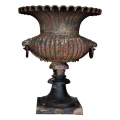 Used 19th Century Cast Iron Campagna Form Garden Urn