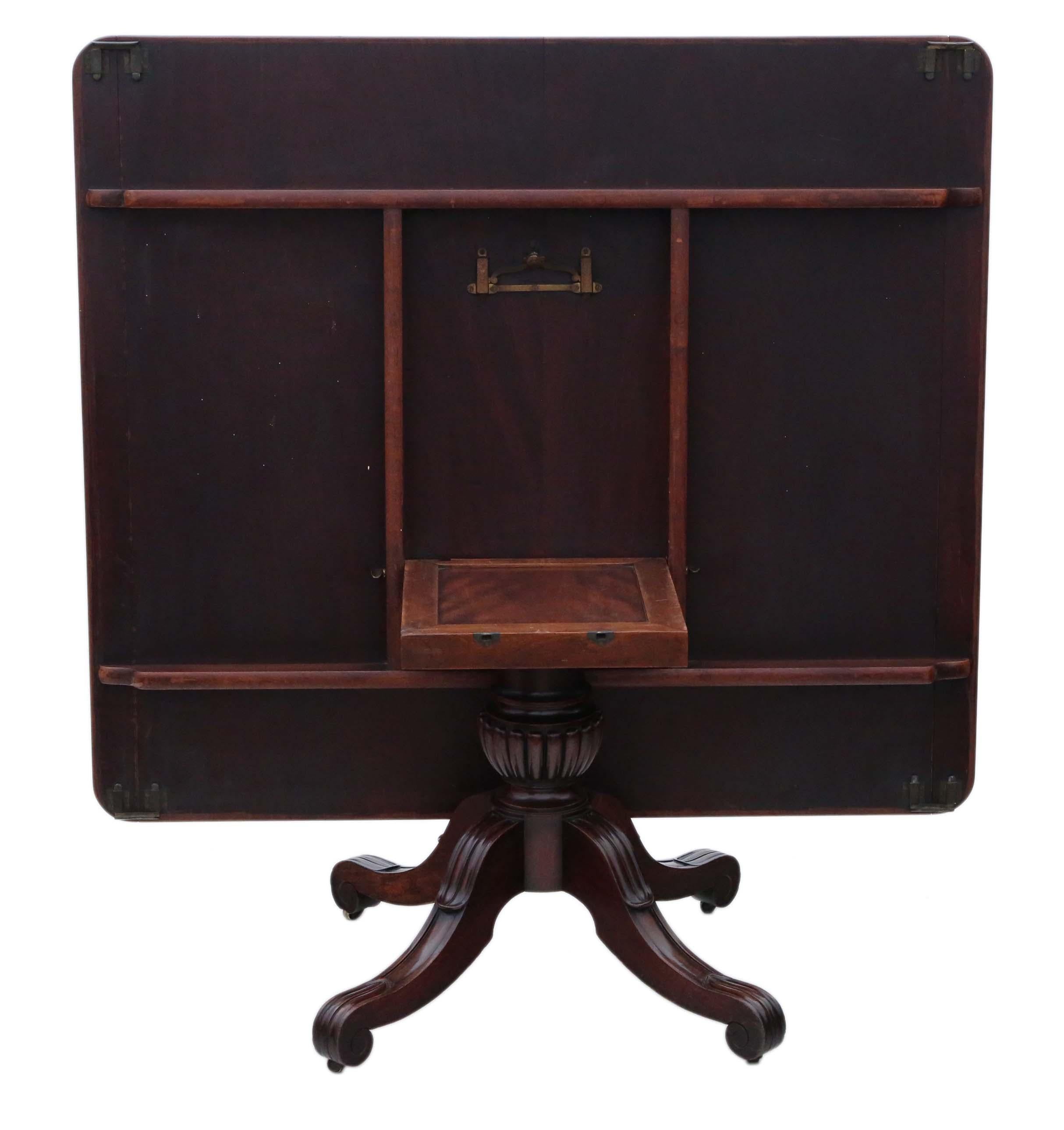 Ancienne table de salle à manger cubaine en acajou de grande qualité du 19ème siècle James Mein en vente 2