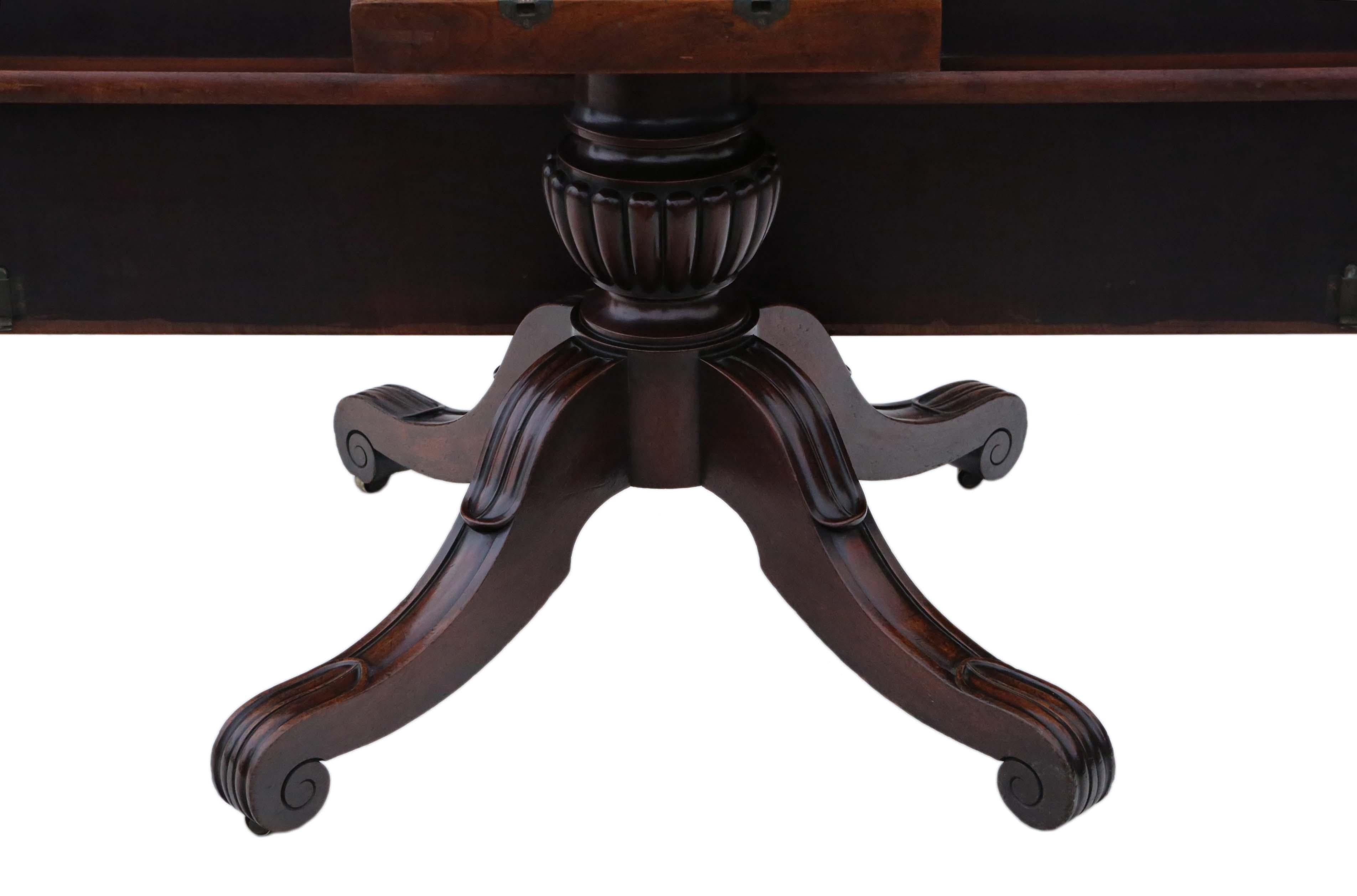 Ancienne table de salle à manger cubaine en acajou de grande qualité du 19ème siècle James Mein en vente 3