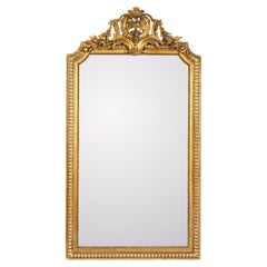Antique 19th century Large  French Louis Seize goldleaf gilt patinated mirror