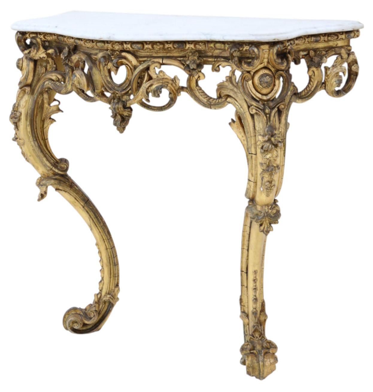 Antique 19th Century Large Gilt and Marble Hall Console Table – Fine Quality In Good Condition For Sale In Wisbech, Cambridgeshire