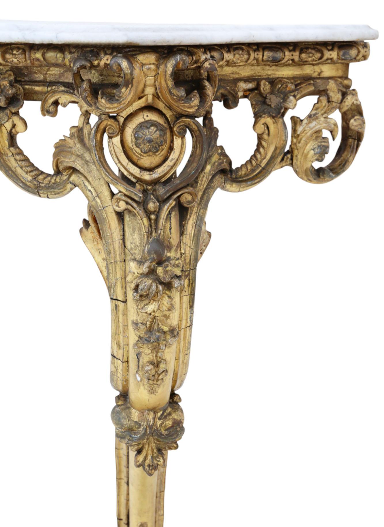 Antique 19th Century Large Gilt and Marble Hall Console Table – Fine Quality For Sale 1