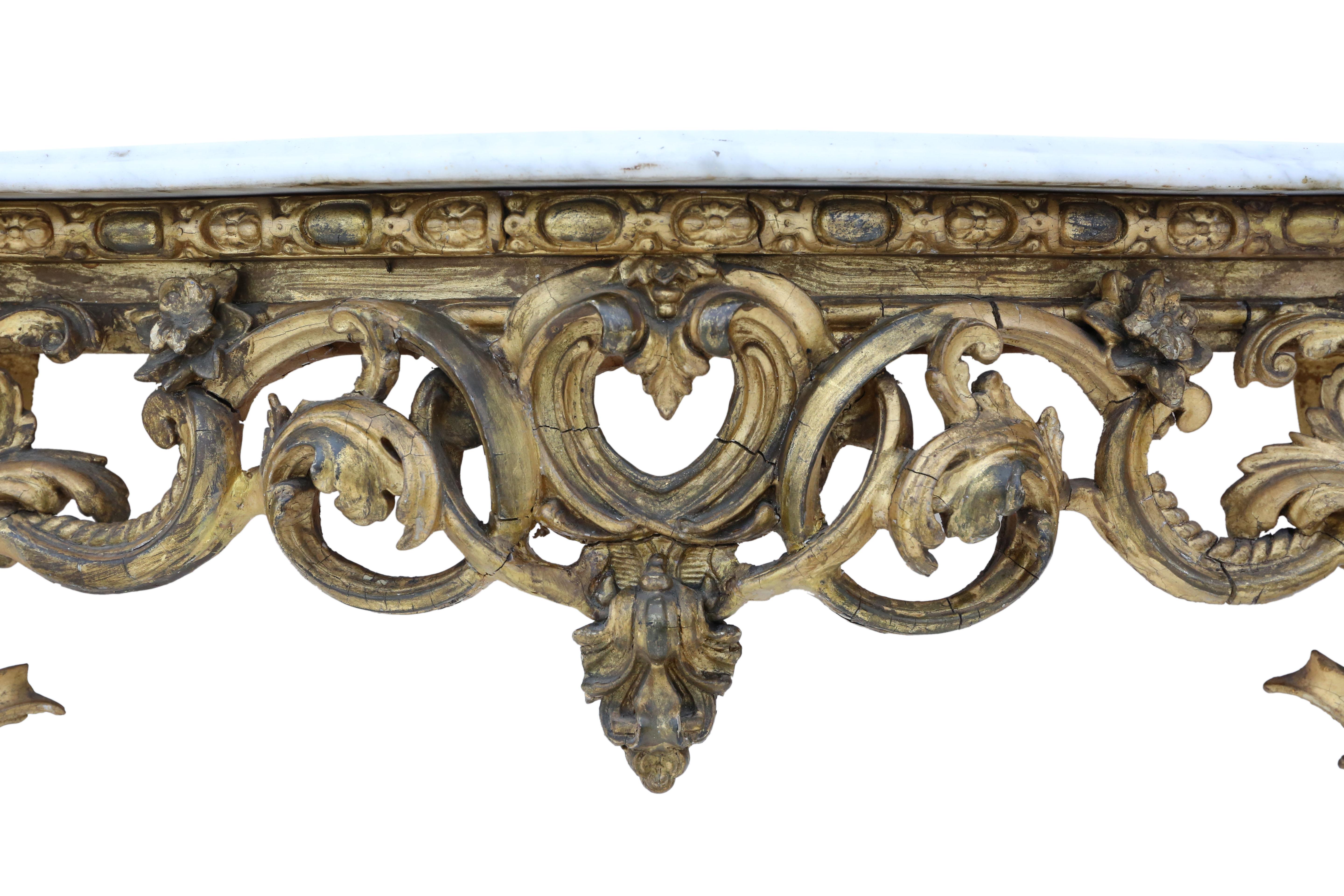 Antique 19th Century Large Gilt and Marble Hall Console Table – Fine Quality For Sale 3