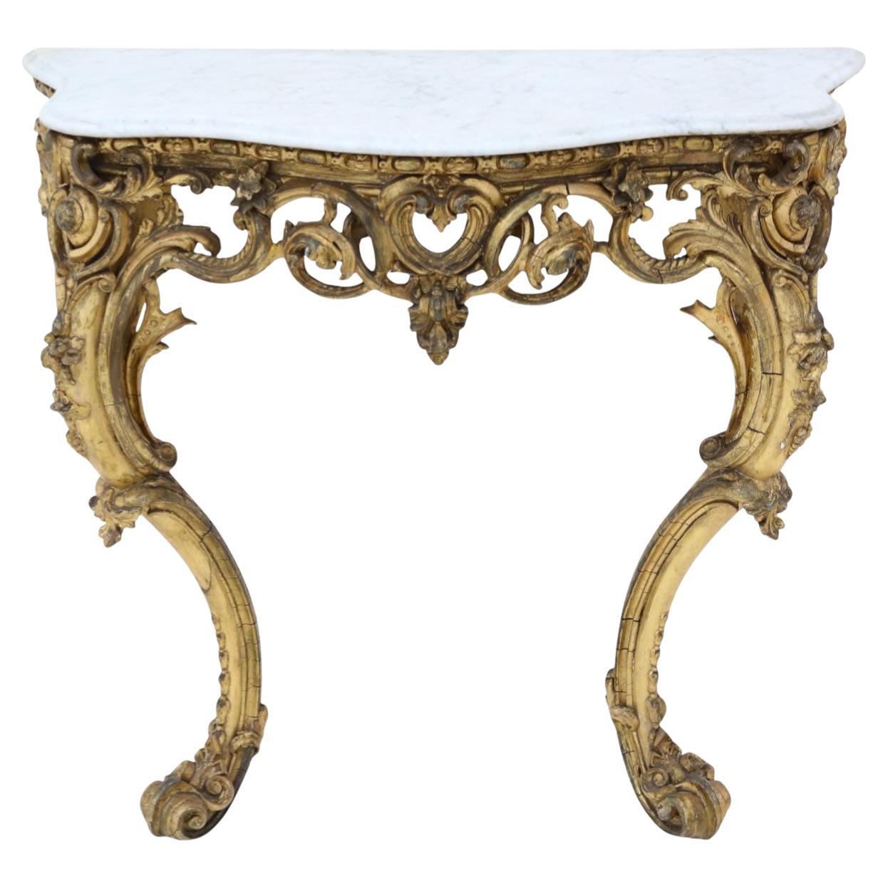 Antique 19th Century Large Gilt and Marble Hall Console Table – Fine Quality