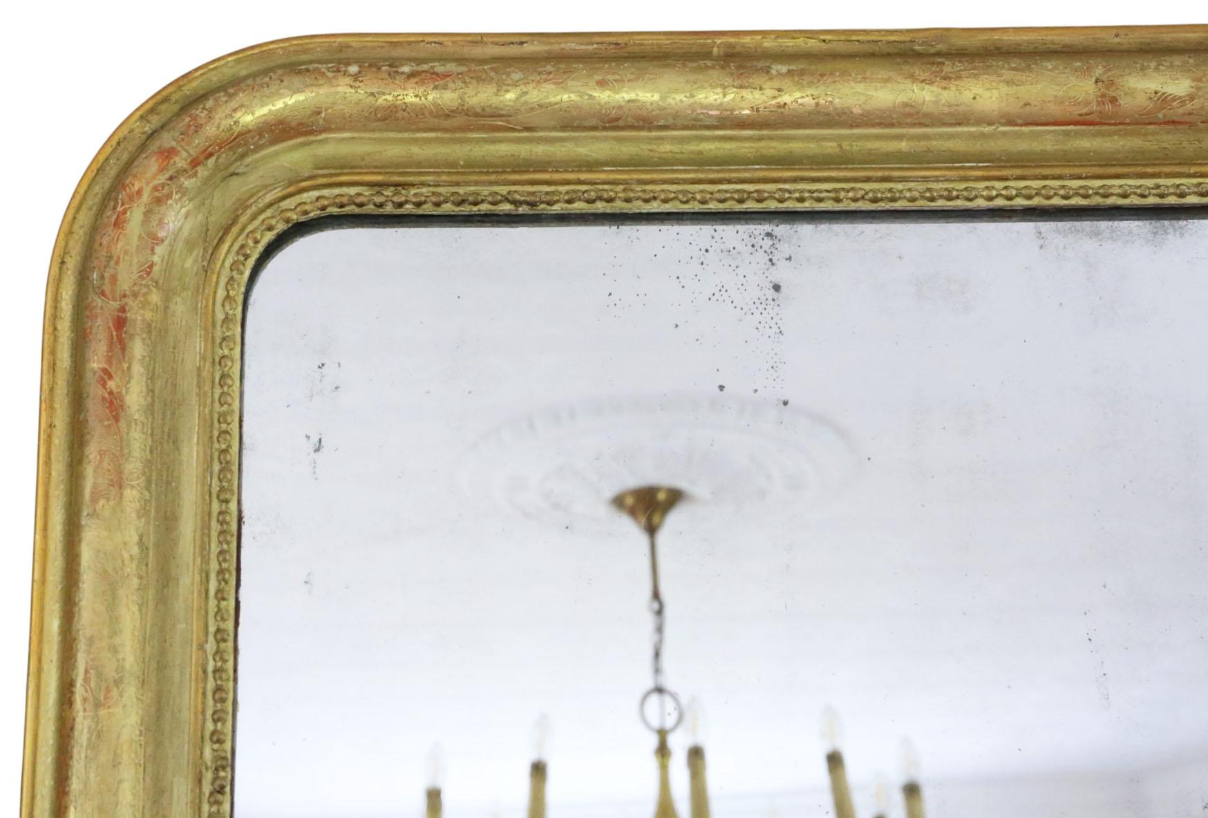Antike 19. Jahrhundert große vergoldete Overmantel Wandspiegel - dekorative Gold im Zustand „Gut“ im Angebot in Wisbech, Cambridgeshire
