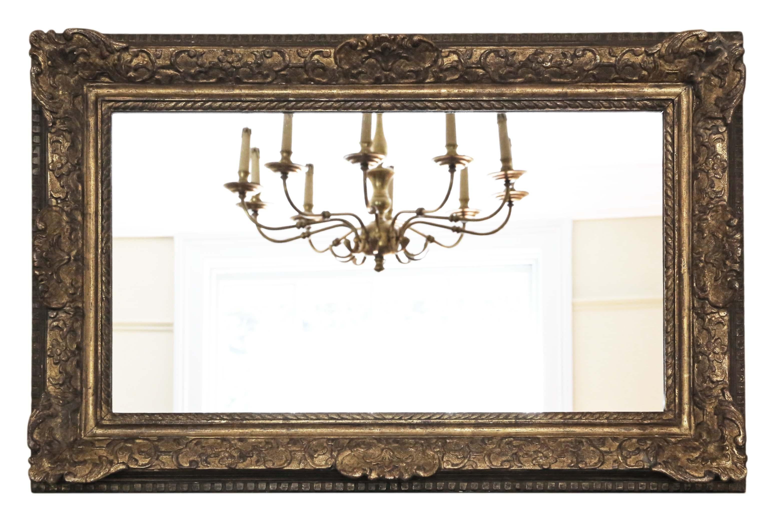 Antique 19th Century Large Gilt Overmantel Wall Mirror For Sale 5