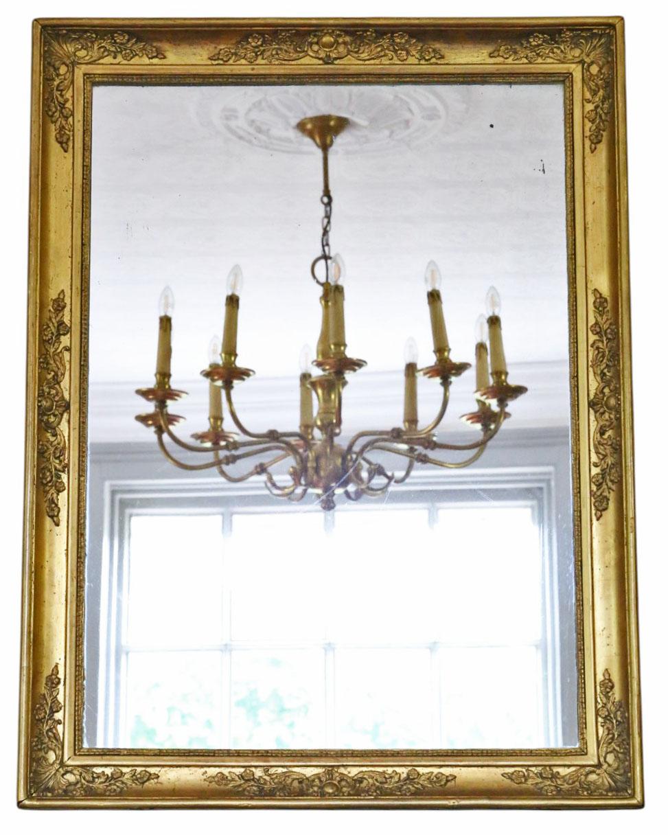 Antike 19. Jahrhundert große vergoldete Overmantel Wandspiegel - Ornate Vintage Gold Frame

Verschönern Sie Ihr Interieur mit diesem großen, antiken, vergoldeten Spiegel aus dem 19. Mit seinem klassischen Design dient dieses elegante Stück als