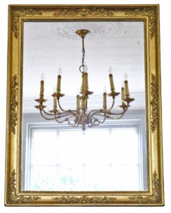 Antique 19th Century Large Gilt Overmantel Wall Mirror – Ornate Vintage Gold