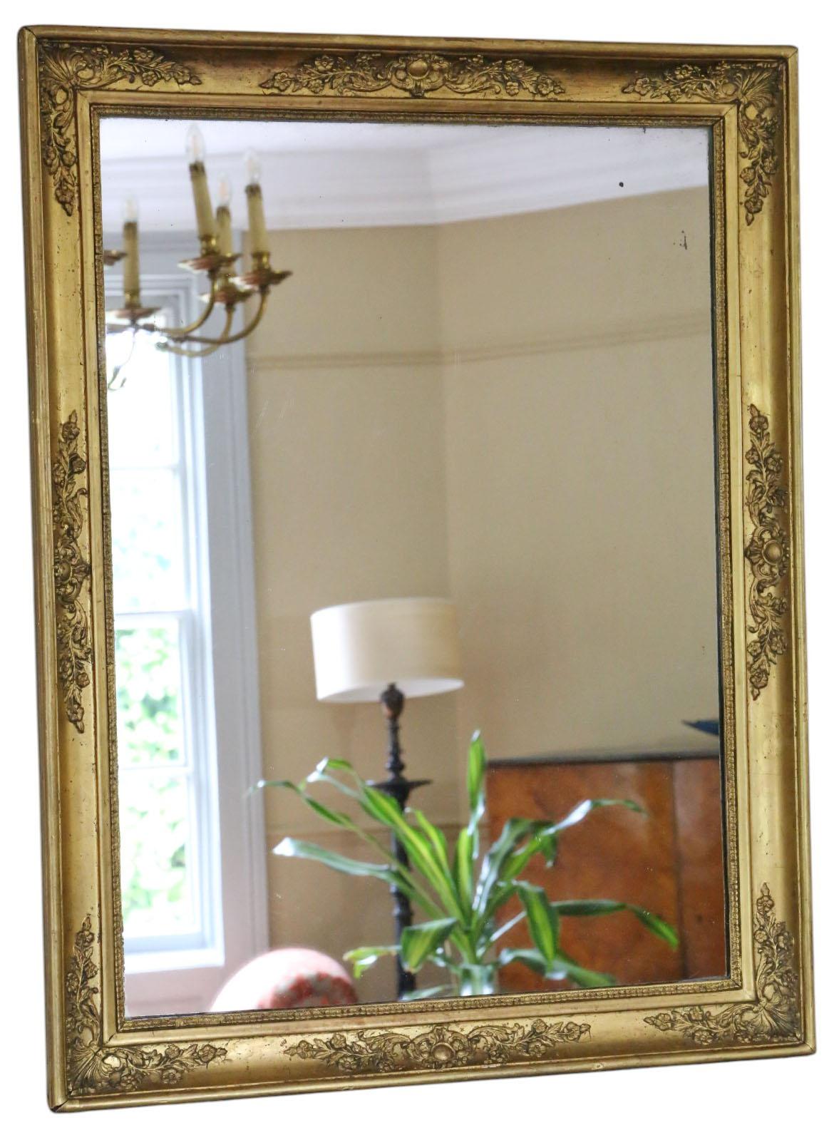 Antike 19. Jahrhundert große vergoldete Overmantel Wandspiegel - Ornate Vintage Gold (Glas) im Angebot
