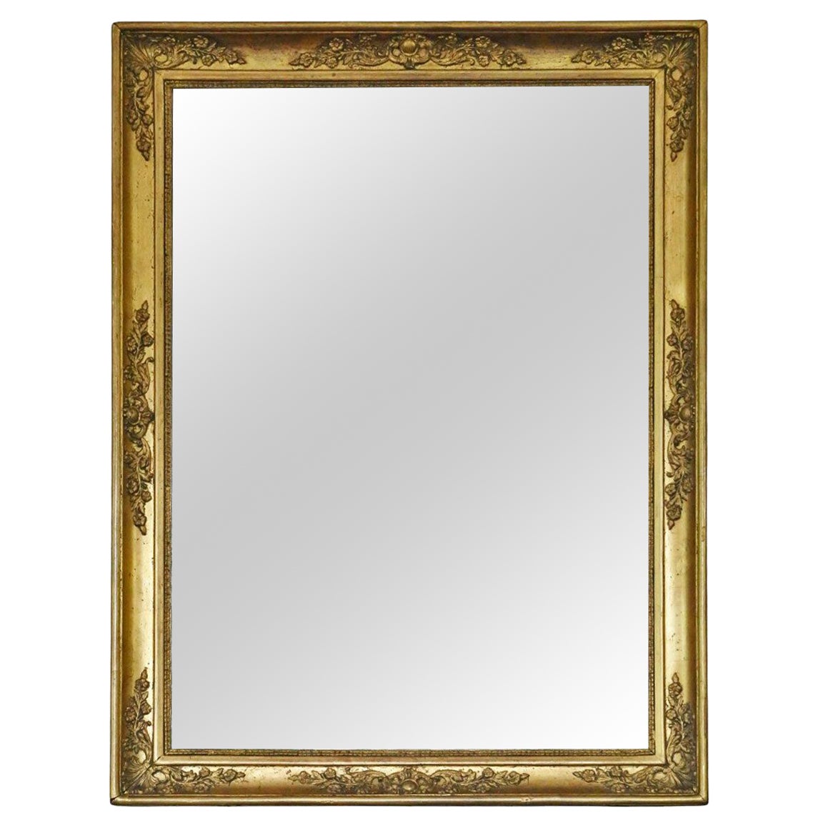 Antique 19th Century Large Gilt Overmantel Wall Mirror – Ornate Vintage Gold