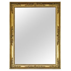 Antique 19th Century Large Gilt Overmantel Wall Mirror – Ornate Vintage Gold