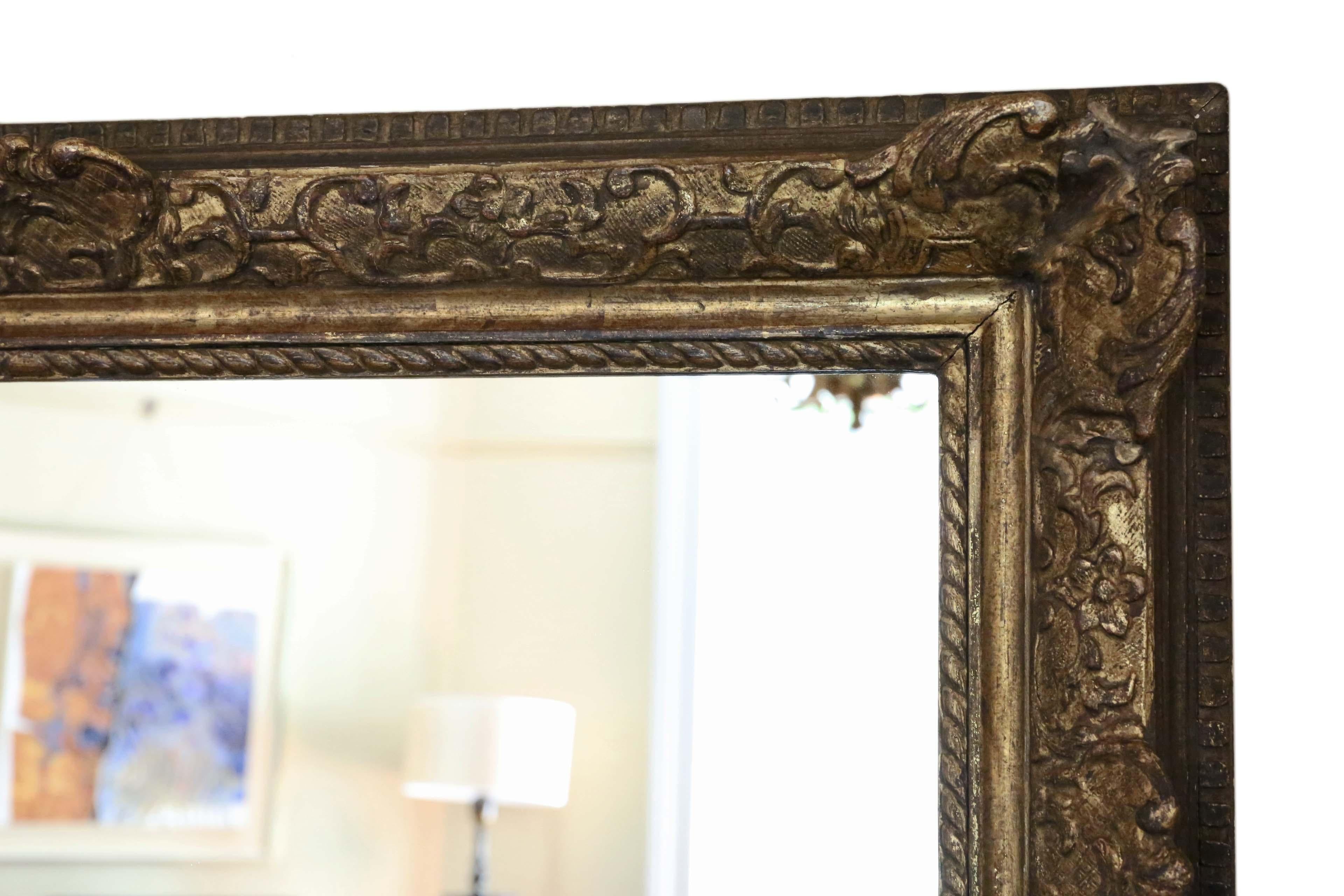 Antique 19th Century Large Gilt Overmantel Wall Mirror In Good Condition For Sale In Wisbech, Cambridgeshire