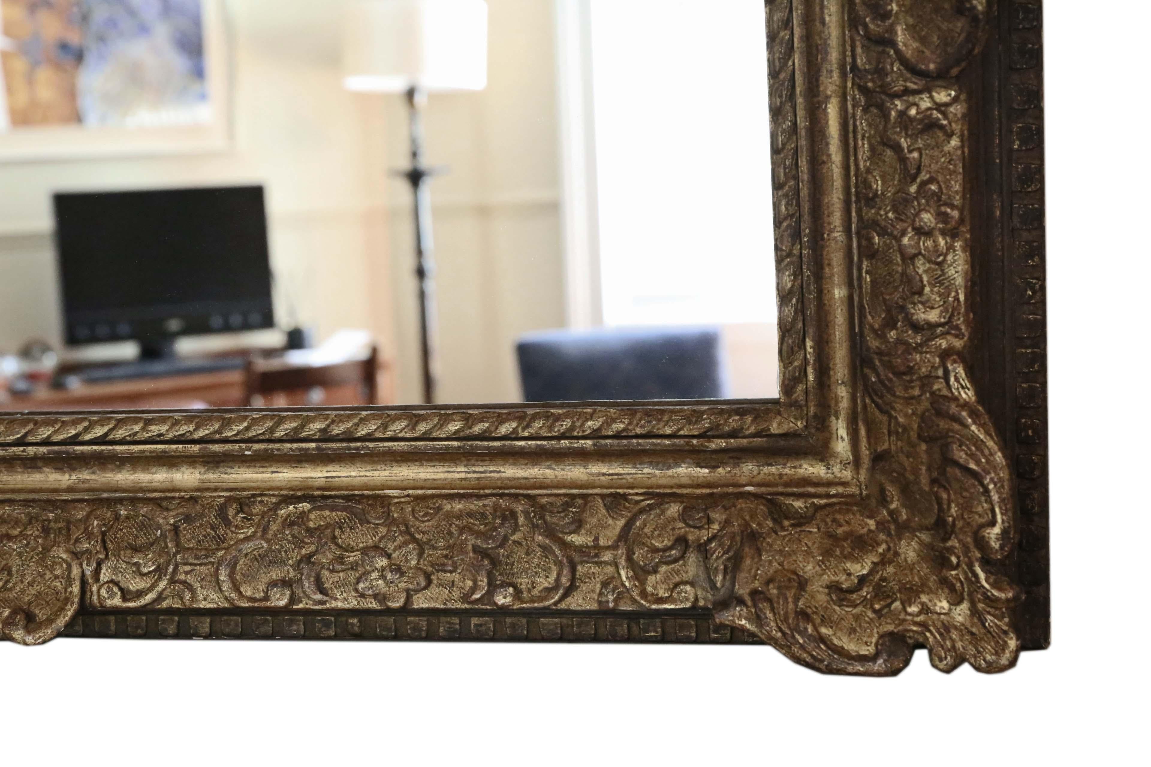 Giltwood Antique 19th Century Large Gilt Overmantel Wall Mirror