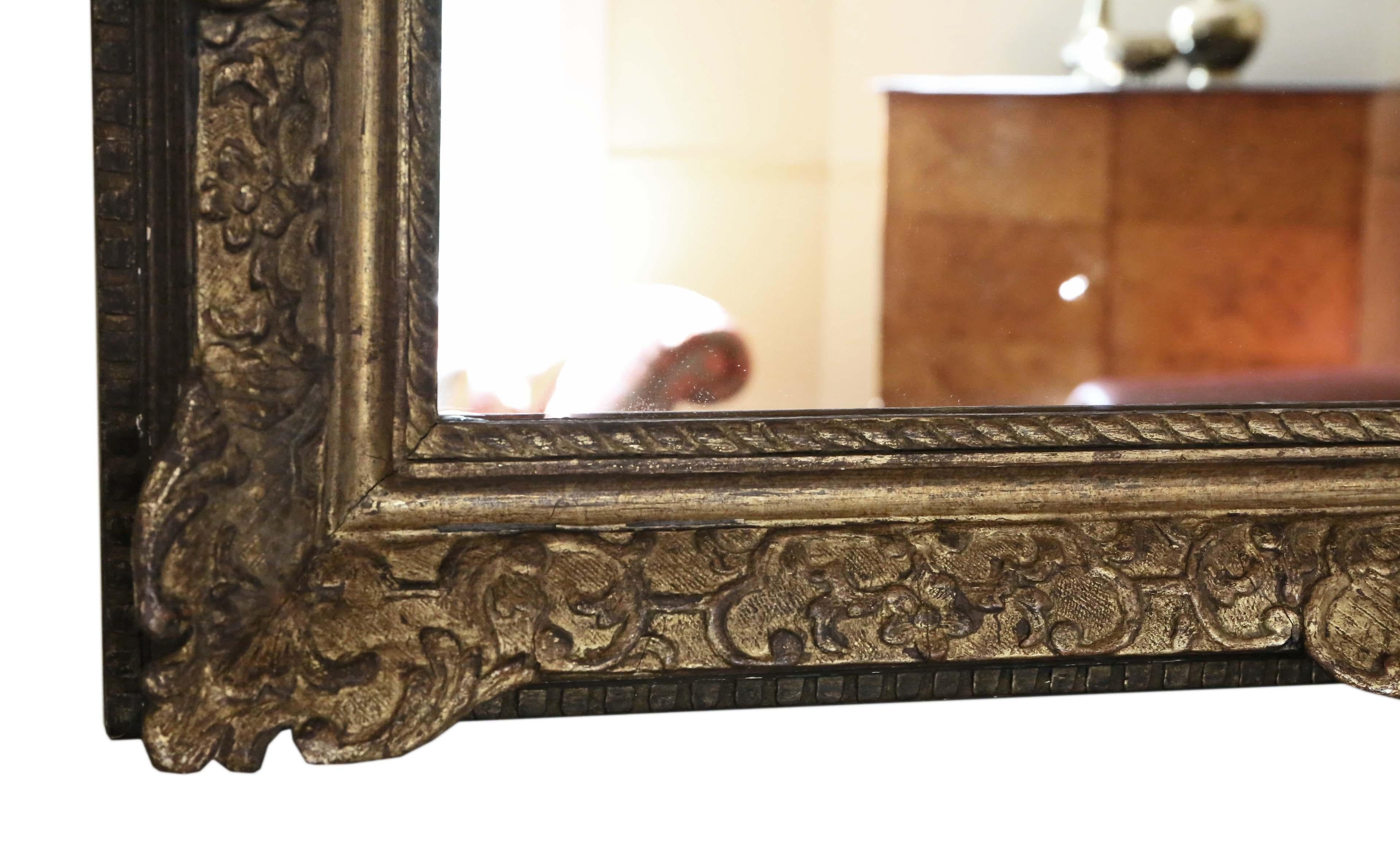 Antique 19th Century Large Gilt Overmantel Wall Mirror For Sale 4