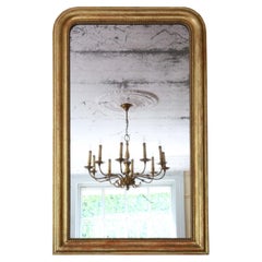 Antique 19th Century Large Gilt Overmantle Wall Mirror