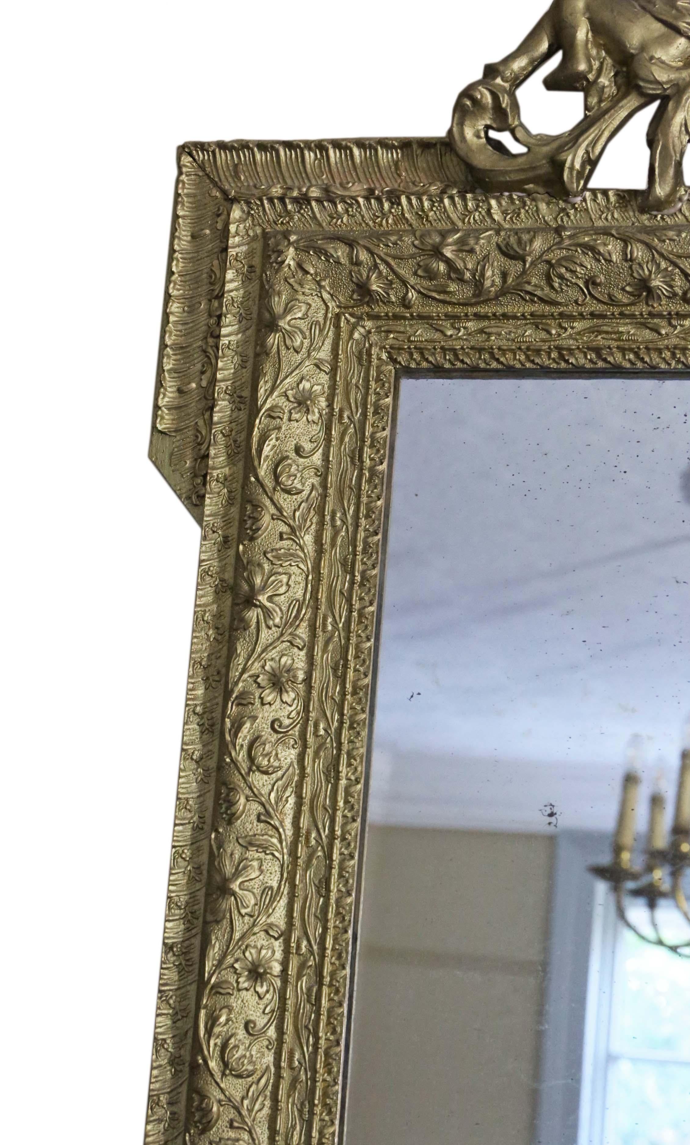 Antique 19th Century Large Gilt Wall Mirror Overmantle For Sale 1