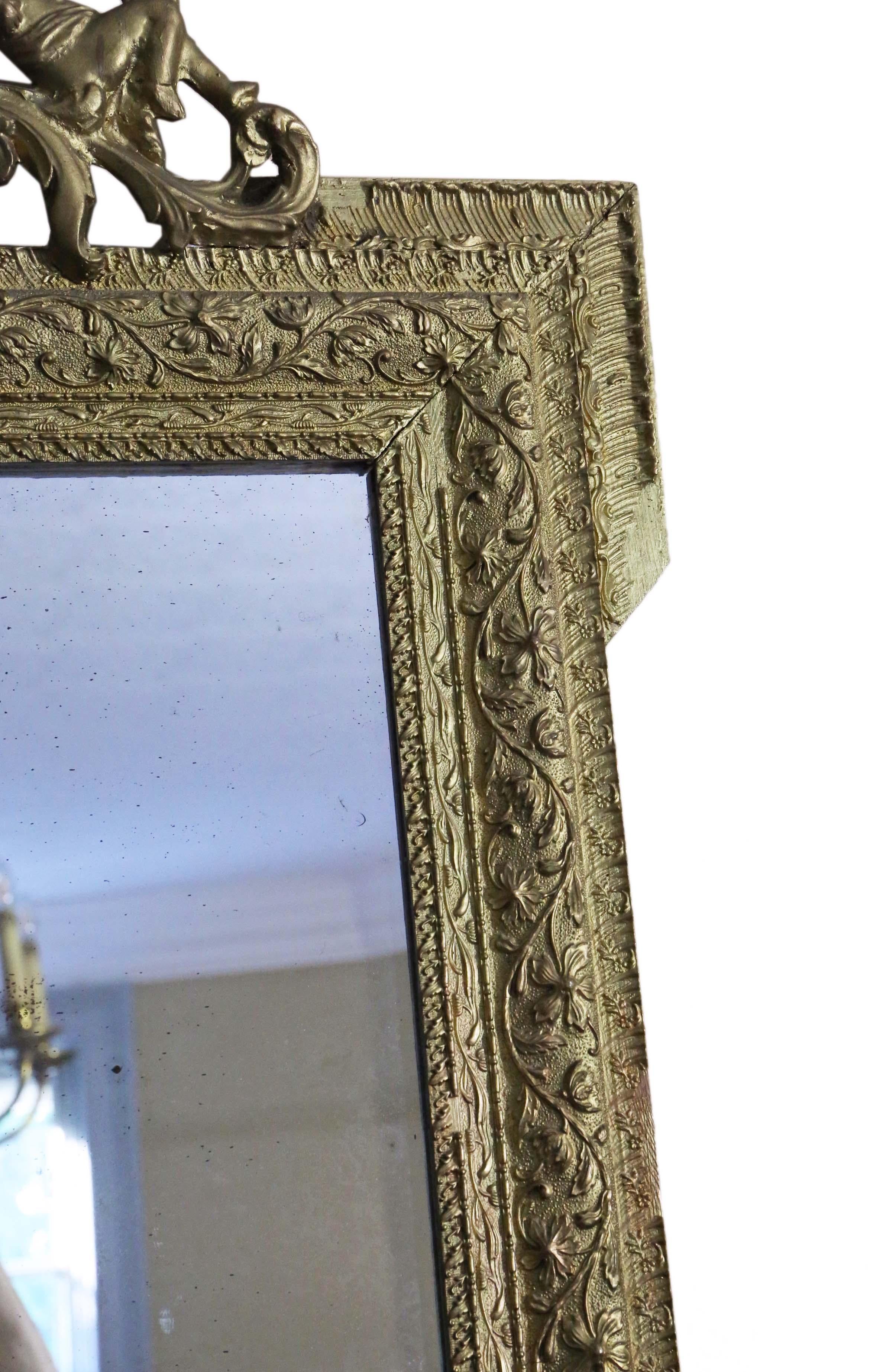 Antique 19th Century Large Gilt Wall Mirror Overmantle For Sale 2