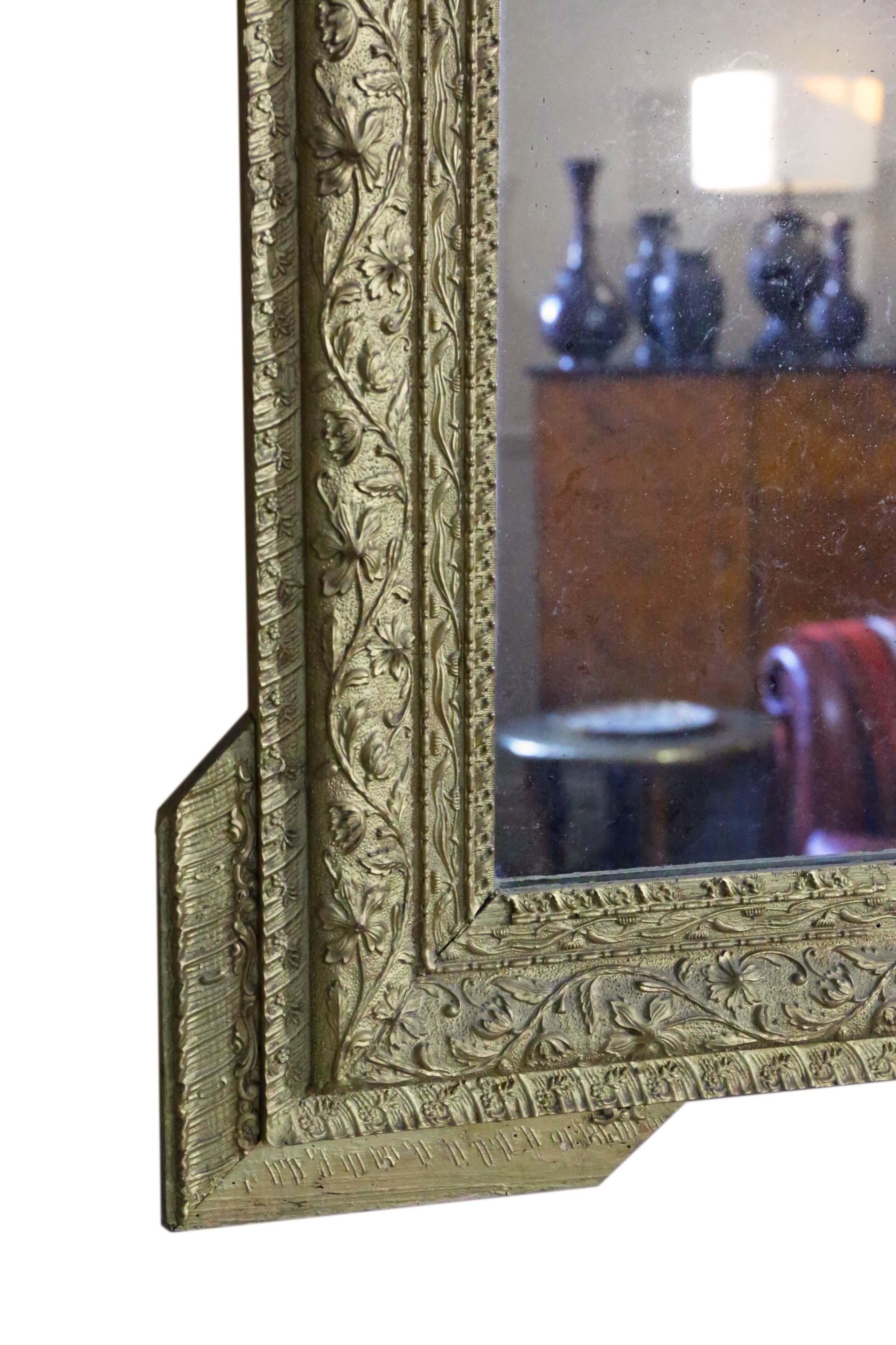 Antique 19th Century Large Gilt Wall Mirror Overmantle For Sale 4