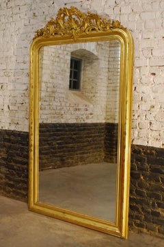 Antique 19th Century Large Gold Gilded Baroque Louis Philippe Mirror