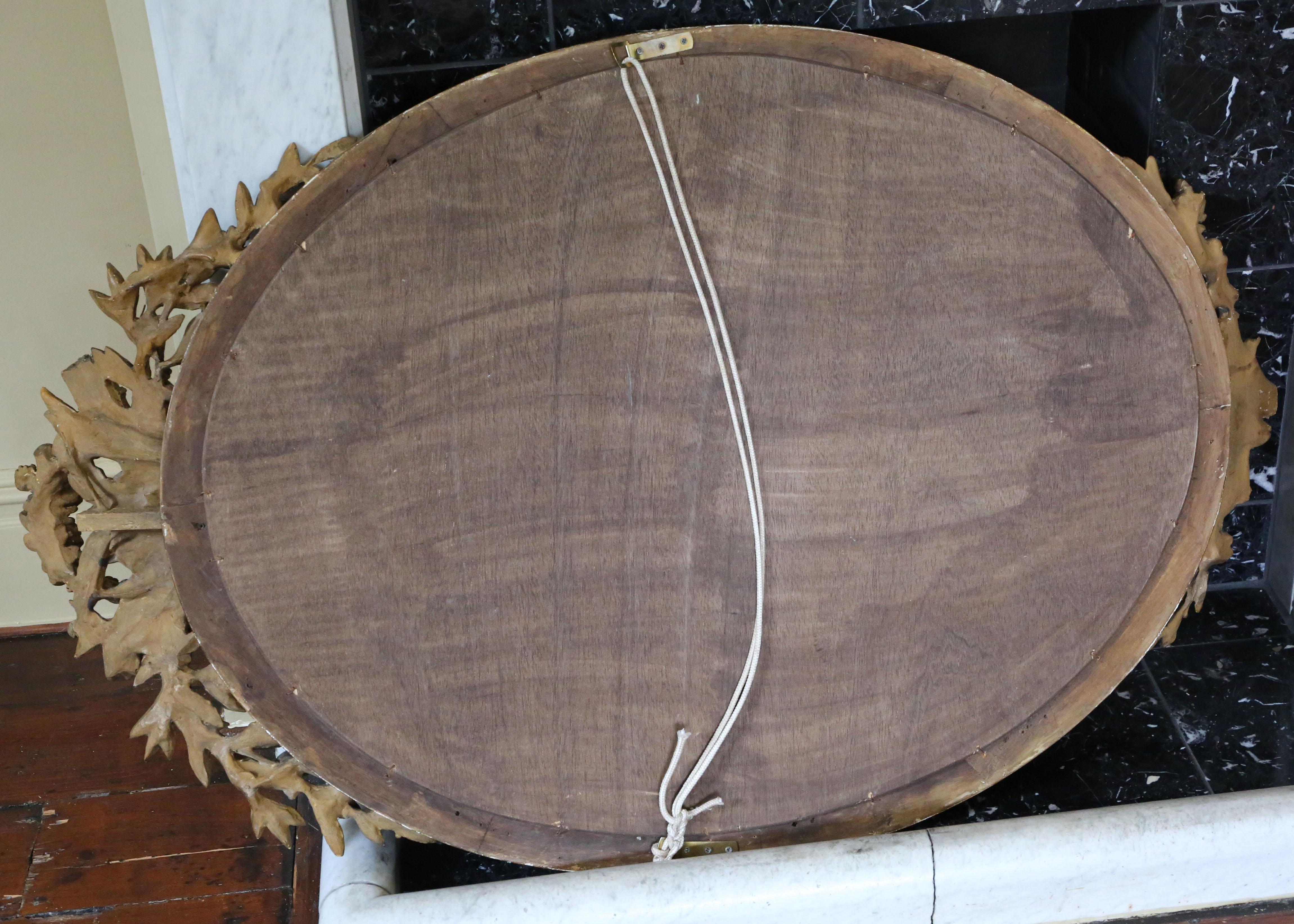Antique 19th Century Large Oval Gilt Wall / Overmantel Mirror – Decorative Gold For Sale 5